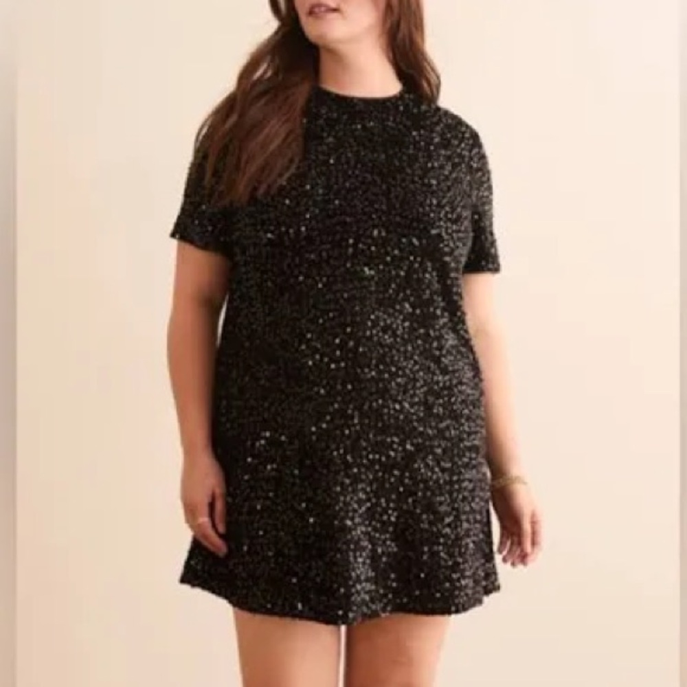 Mollie Sequin Mini Dress Black 2X